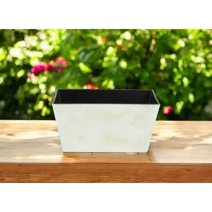 8" Cream Recycled Plastic Indoor Outdoor Rectangular Planter Box