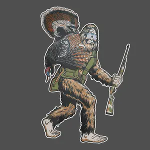 Bigfoot Turkey Packout Sticker, Funny Sasquatch Hunting Vinyl Decal, Turkey Hunter Gift, Waterproof Outdoor Car or Cooler Decoration