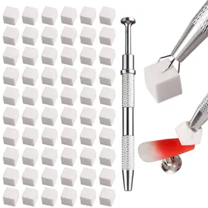 Fcozpjk 100Pcs Soft Nail Sponges for Ombre Nail Art Sponges With Grabbing Pen Aura Nails Ombre Nail Brush Manicure Nail Art Tools