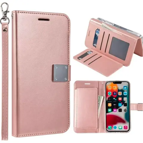 Entronix Durable Dustproof Protection Shell for iPhone 12/13/14/15/16/17/18, XR, Air/Plus/Pro Max - Foldable Wallet Cover, Card Holder, Lanyard-Included Phone Accessory with Flexible TPU Shell That Installs Smoothly
