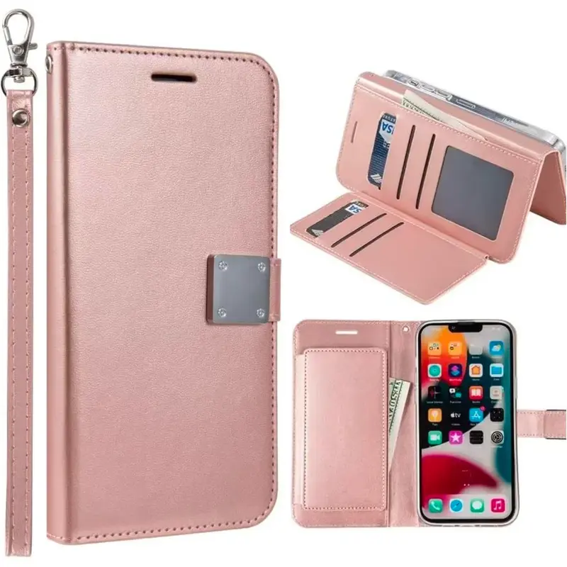 Entronix Durable Dustproof Protection Shell for iPhone 12/13/14/15/16/17/18, XR, Air/Plus/Pro Max - Foldable Wallet Cover, Card Holder, Lanyard-Included Phone Accessory with Flexible TPU Shell That Installs Smoothly
