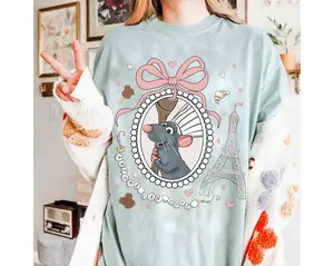 Coquette Bow DisneyWorld Ratatouille Little Chef Remy Shirt, Linguini Colette Tatou Remy Rat Paris France Gusteau's, Anyone Can Cook Remy Girly