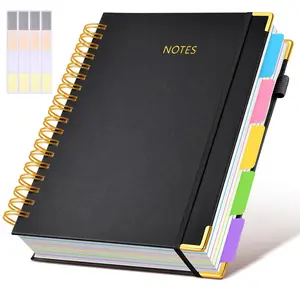 B5 Hardcover Spiral Notebook with Removable Dividers Tabs, 300 Pages, 8"x10" Large, College Ruled, Lined for Work and School Note Taking