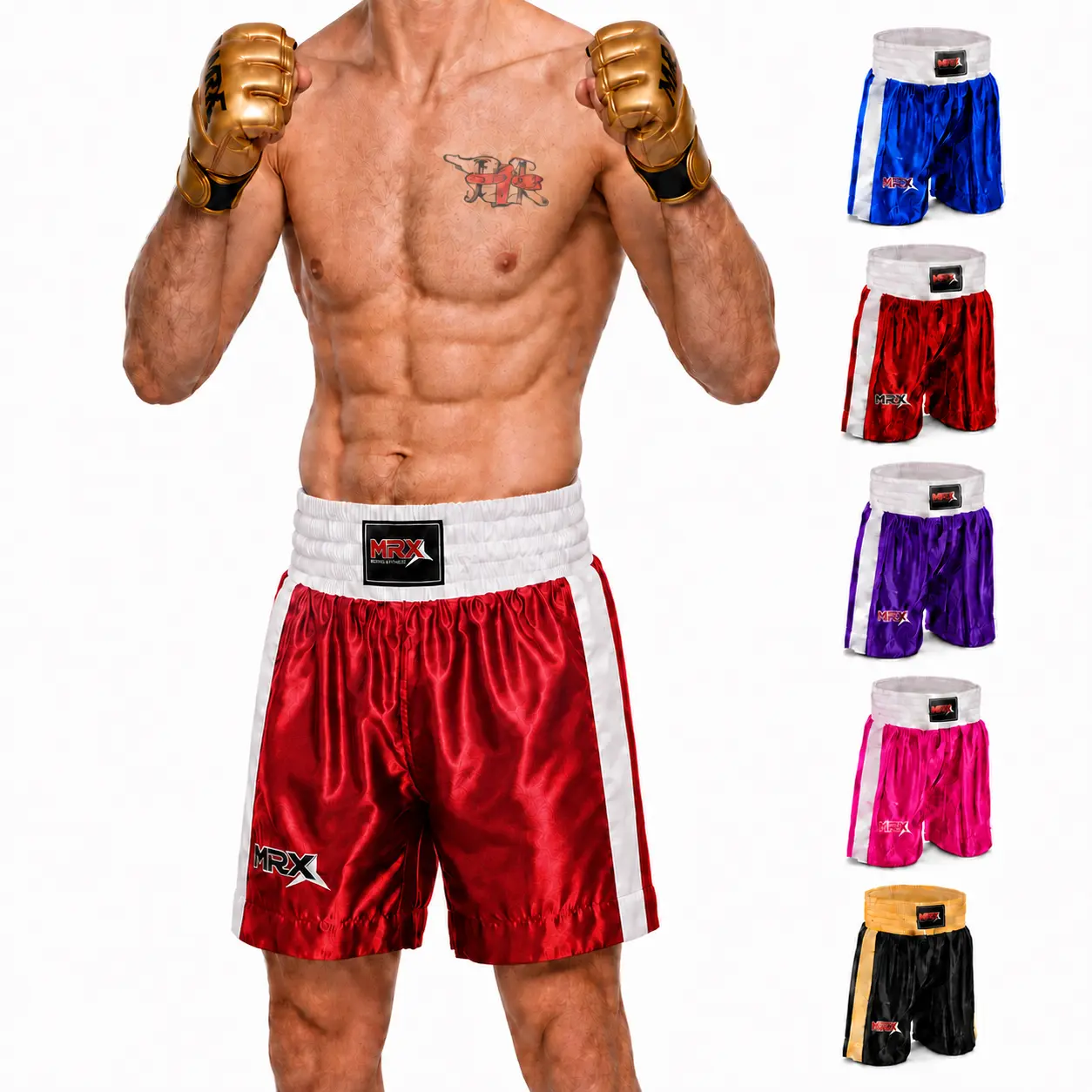 MRX Men's Soft Activewear Boxing Shorts Set - Fitness Workout, Sporty Sports Shorts for Boxing Training, Gym, Fitness Workout Shorts