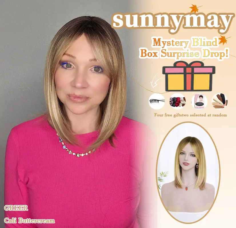 sunnymay 16 Inches Curly Women Fashion Synthetic Wig GREER（LUNA） Cali Buttercream Blonde Highlight Synthetic Lace Wig glueless wigs deep wave wigs headband wigs chocolate brown wig wigs for women Lace Frontal