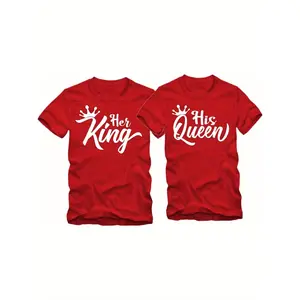 1pc His & Her King Queen Couple T-Shirts - Red 100%, Casual Round Neck Tees for All Seasons, Perfect Valentine'S Day, Easter, And Holiday Gift (Single Piece) st patrick retro vet tech