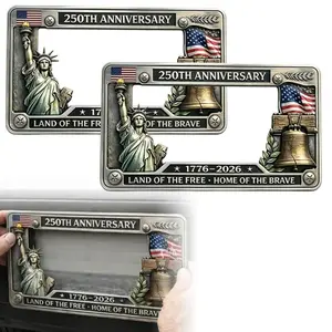 250th Anniversary License Plate Frame, American Style Aluminum Car Emblem Holder, Standard Size Fit, Perfect Gift for Men, Car Accessories