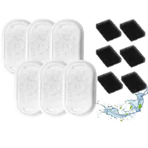 Cat Fountain Filter 6/12 Pieces Pack, Replacement Filters & Pre-Filter Sponge, Suitable for 2.2L Pet Water Fountain