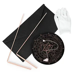99.9% Pure Dowsing Rods Kit- 11.8 * 5.12 Inch Divining Rods+Gift Bag+Gloves for Divining Witching, Energy Healing, Paranormal, Hunting, Gold, Yes No Questions (Black)