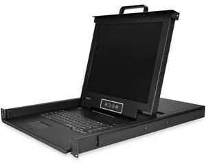 Startech ST-RKCONS1708K 17 in. Integrated USB Plus VGA KVM Switch LCD Monitor with 6 ft. Cables & 1RU LCD Drawer, Black