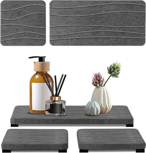 3PCS Water Absorbing Stone Tray, Fast Drying Stone Sink Tray, Stones Soap Trays, Water Absorbent Diatomite Trays, Diatomite Coasters for Kitchen Sink Bathroom Counter, Hand Soap Dish & Holders Lyxel