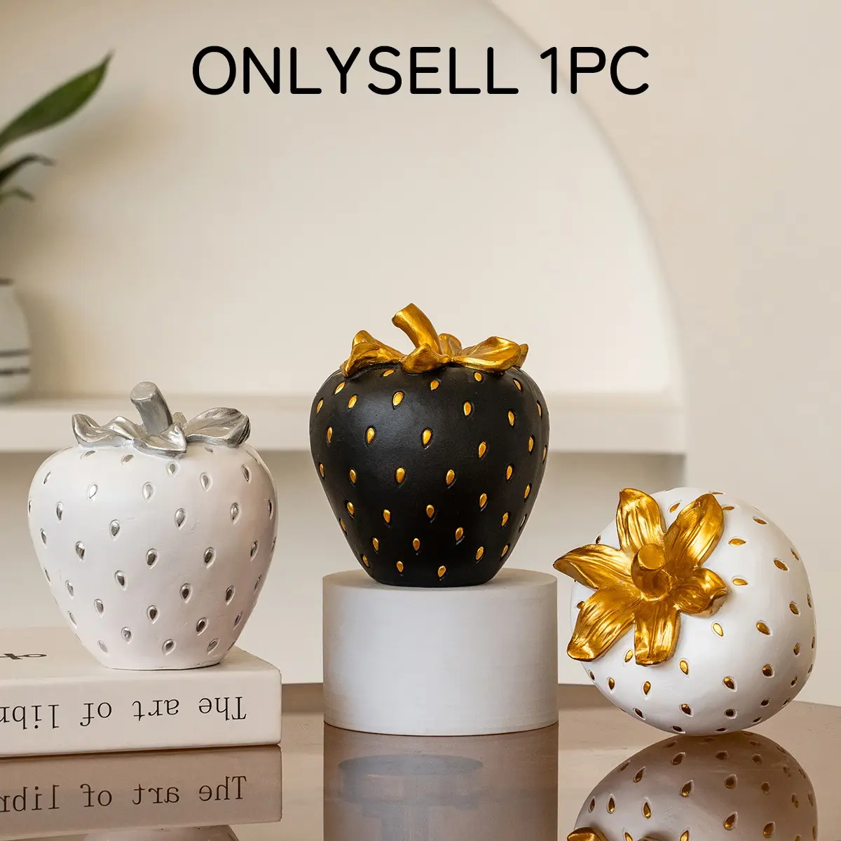 Strawberry Shaped Resin Fruit Decor, Multi-Color Indoor Home Decoration, Decorative Home Ornament, Home Decor Statue, Modern Simple Style, Perfect for Living Room, Dining Room, Bedroom, Hotel