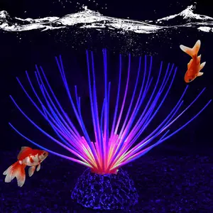 Glowing Effect Fish  Decorations for Aquarium, Artificial Soft Anemone Coral  Ornaments for Aquarium Decor Landscape, Glow in Dark Fish  Accessories Decorations(Rainbow)