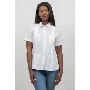 100% Linen Guayabera Shirt Short Sleeve 4 Pocket
