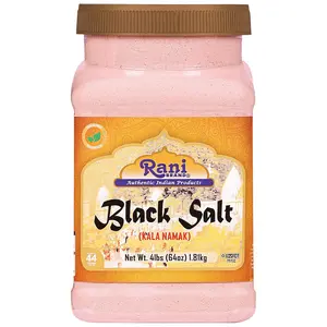 Rani Black Salt Powder (Kala Namak) Mineral 64oz (4lbs) 1.81kg Bulk PET Jar ~ Unrefined, Pure and Natural | Vegan | Gluten Friendly | Kosher | Indian Origin
