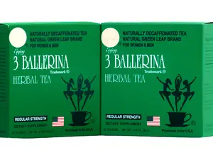 3 Ballerina Herbal Tea (Regular) (2 Pack Bundle 60 Tea Bags) Naturally Decaffeinated
