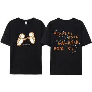 Astronaut Love T-Shirt, "Recorri Esta Galaxia Por Ti" Spanish Quote good Graphic Tee, Casual Crewneck Cotton Shirt boys merch,summervibes outdoorfun Streetwear Black fathersdaygiftideas