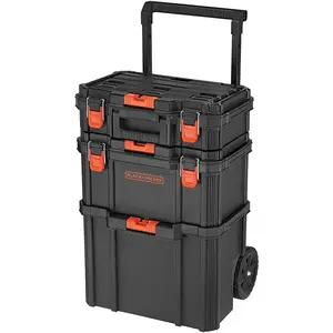 beyond by BLACK+DECKER BLACK+DECKER BDST60500APB Stackable Storage System - 3 Piece Set (Small, Deep Toolbox, and Rolling Tote)