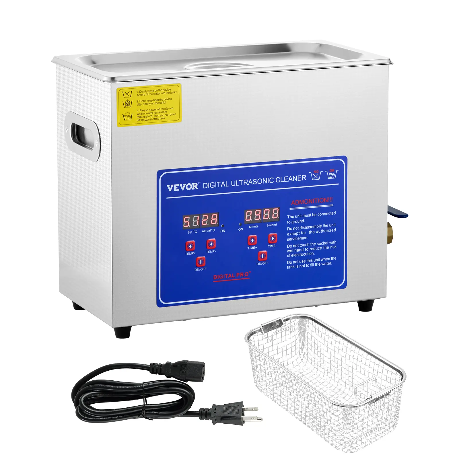 【DealsForYouDays】VEVOR 6L Commercial Ultrasonic Cleaning Machine, 40kHz 110V with Digital Timer, Heating Function, Digital Control Panel, Basket - High Performance, Meticulous Cleaning for Watches, Eyeglasses, Quality You Can Trust