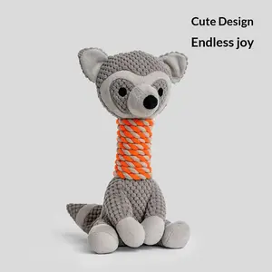 Giraffe Raccoon And Dog Cotton Rope Plush Squeaky Toy For Entertainment