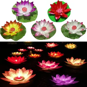 12 Packs Floating Lotus Lights Water Lily Candles Light for Mourning Day, Weddings, Parties, Wishing, Praying, Pool Festival Nigh