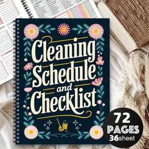 ADHD Household Cleaning Planner, Spiral bound planner, Spiral Notebook - Colorful Floral Design with Daily, Weekly, Monthly, and Yearly Chore Checklists, Suitable for Housewives and Office Use, Personal Organizer, Colorful Cover, Cleaning Book