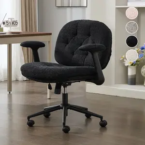 Criss Cross Chair with Flip-up Armrests, Cross Legged Office Chairs with Wheels, Comfy Swivel Chairs with Wide Seat for Women, Adjustable Makeup Vanity Chair for Apartment, Home, Office, Colorful