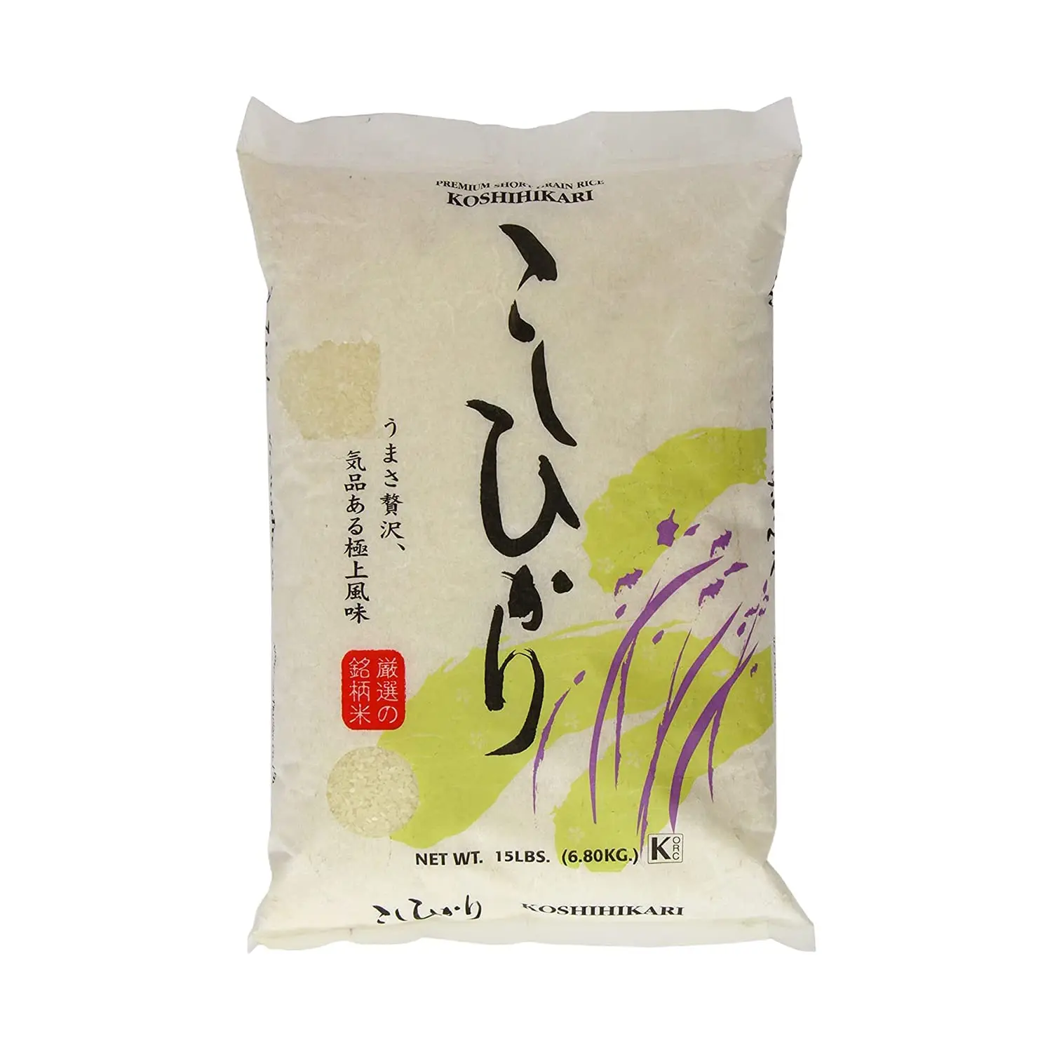 SHIRAKIKU Premium Koshihikari Short Grain White Rice 15 Pounds Authentic Japanese Sushi Rice for Sushi Onigiri & Poké Bowls - Carb