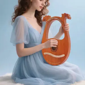 16-String Portable Lyre Harp Wooden Harp Professional Stringed Instrument for Beginners Professionals Small Bands