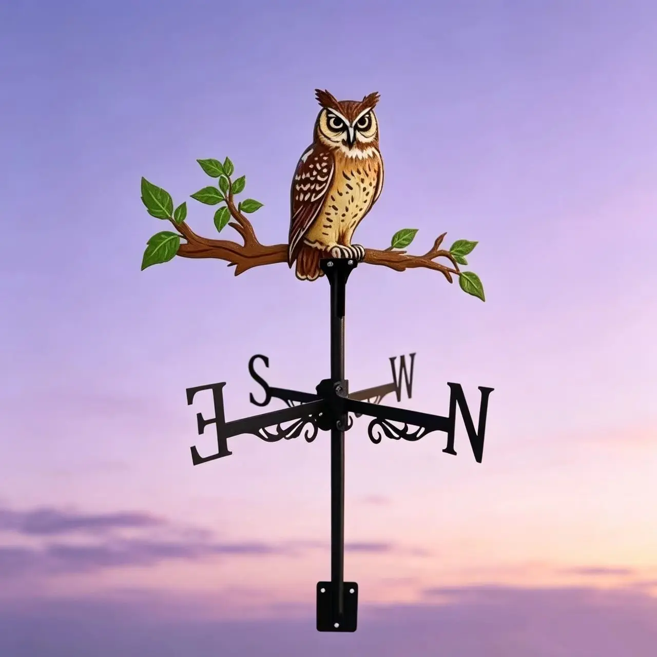 High-Profile Painted Owl Wind Vane, Iron Art Decor for Home Outdoor Garden Roof Park, Ideal Gift for Independence Day, Harvest Festival, Christmas