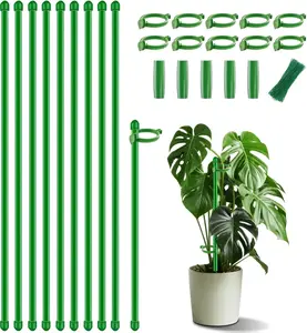 17 inch 10Pcs SupKing Support Stick Orchid Stakes with Clips Garden Plant Poles Extended to 3/4/5ft for Indoor Outdoor Potted Tomato Rose Amaryllis Vegetables Monstera Comes with 20 Ties