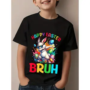 Bruh Easter Eggs Teens Boys Kids Easter Bunny Easter T-Shirt, Perfect For Daily Wear, School Outfits, Family Gatherings, Birthday Parties, Boys Clothes, Teen Boy Clothes, Easter Gift For Kids