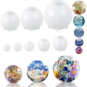 8 Pcs Sphere Resin Molds Set,Upgraded 3D Seamless Epoxy Mold,Large Ball Shape Flower Resin Mold for Home Decor,Flowers Preservation,Jewelry Making,Christmas Party Gifts,DIY Hand Tools Kits