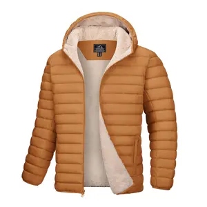 MAGCOMSEN Men's Puffer Jacket with Hood Fleece lined Warm Puffer Coats Water Resistant Down Jacket Zip Up Winter Jackets