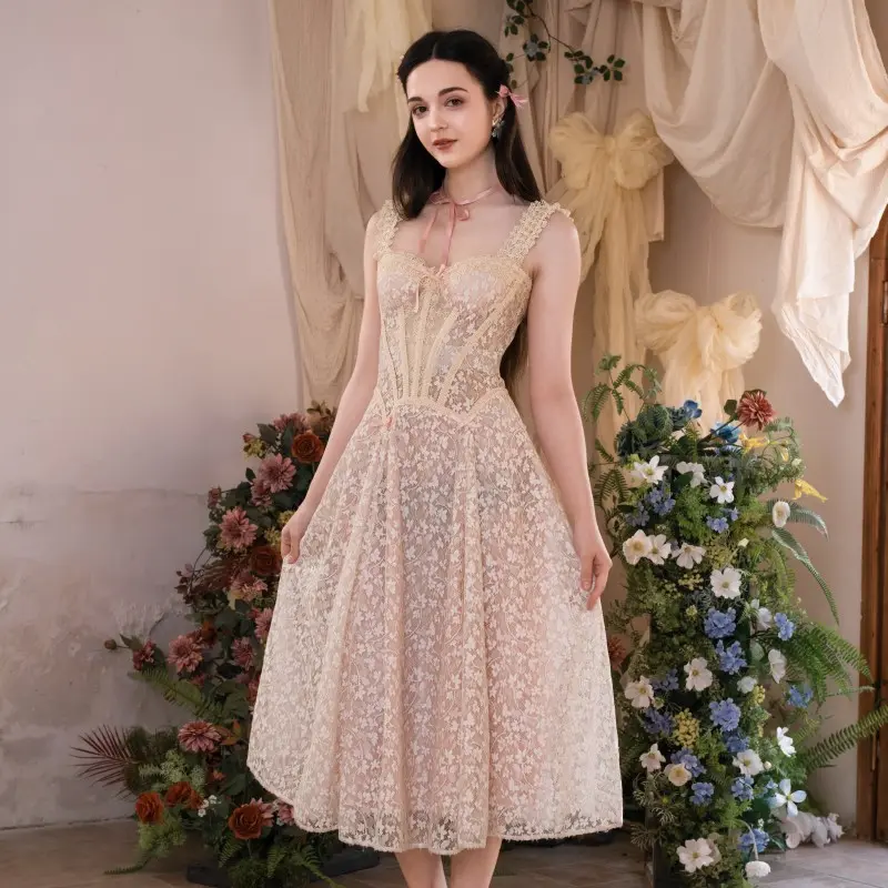 chinese dress ladies Milly Kait Strapless Lace Midi Dress