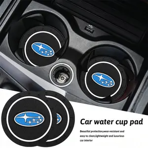 2Pcs Silicone Car Coaster Mat Water Cup Cushion Auto Anti Slip Pad Interior Decoration Accessories For Subaru BRZ Outback WRX Ascent Levorg Forester XV Crosstrek Impreza Solterra REX Legacy Exiga Tribeca