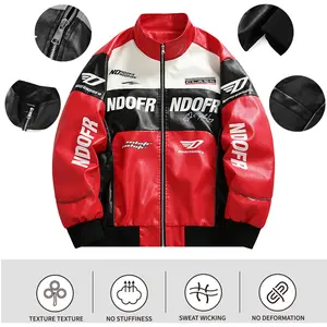 Men’s windbreaker jacket, windproof and waterproof, color-block design, street-style motorcycle jacket  Long Sleeve Activewear Menswear Sport Athletic Coats