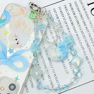 Phonechain,keychain with Elegant Blue Crystal Beads and Silver Chain for Stylish Accessory,keychain,phonchain,bagchain,charms,gifts,Summervibes