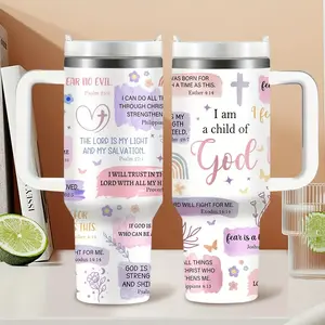 I Am a Child of God 40oz Christian Tumbler with Handle & Straw - Bible Verse Inspirational Faith Cup, Leakproof Insulated Travel Mug, Perfect Gift for Women Mom Sister  ？