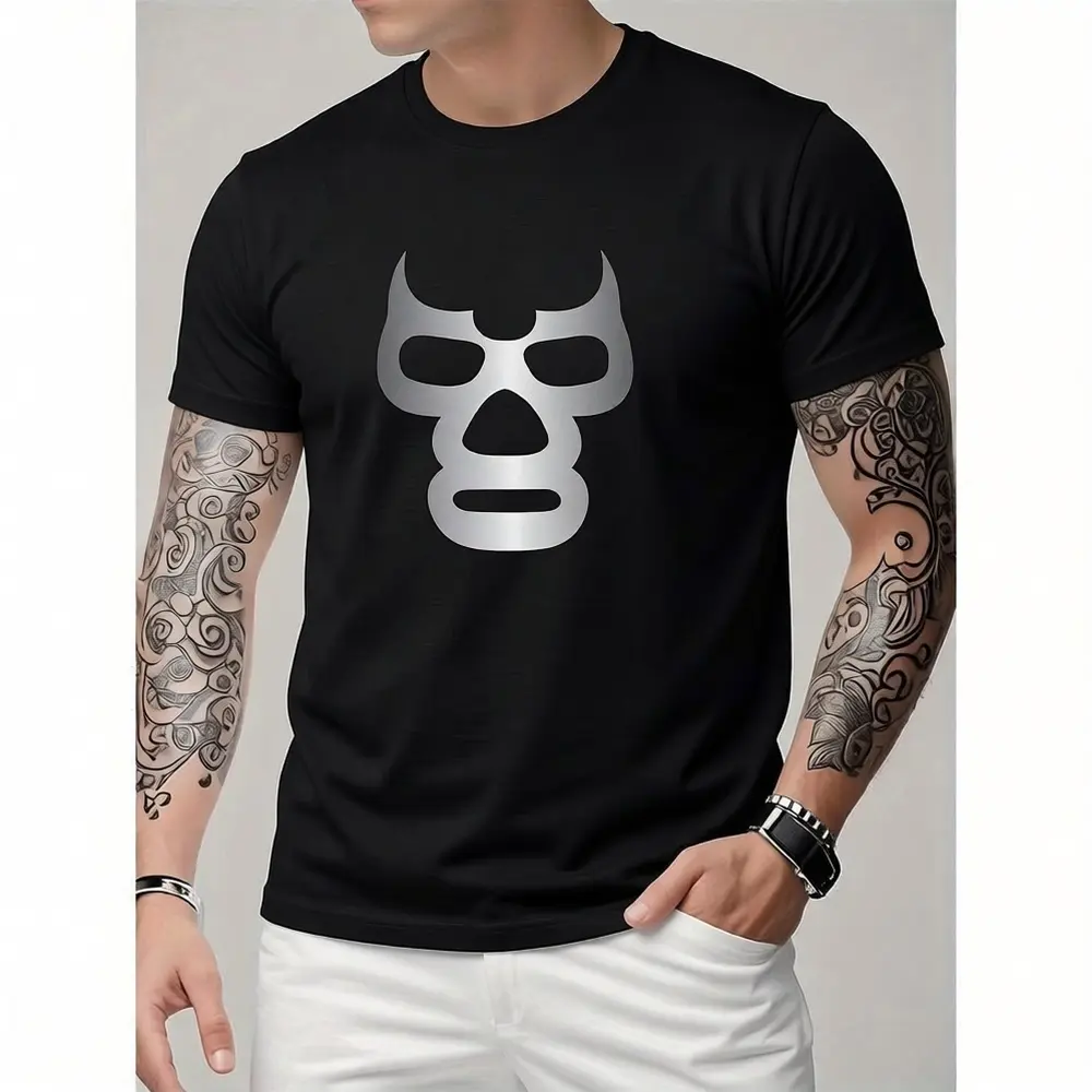 Men's Round Neck Short-Sleeve Cotton-Polyester Full Graphic Tshirt - Light Breathable Casual Clothes, Summer Outdoor Menswear Fashion Basic Top, Check Size Guide