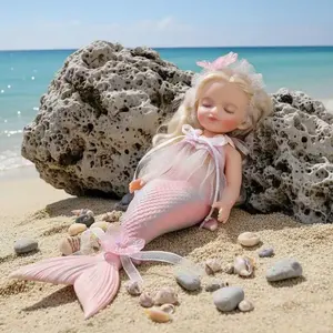 Full Body Silicone Baby Doll - 10in, 0.7lb Adorable Squishy Mermaid Doll with Hair, Kids 3+ Toy, Father's Day Gift Idea