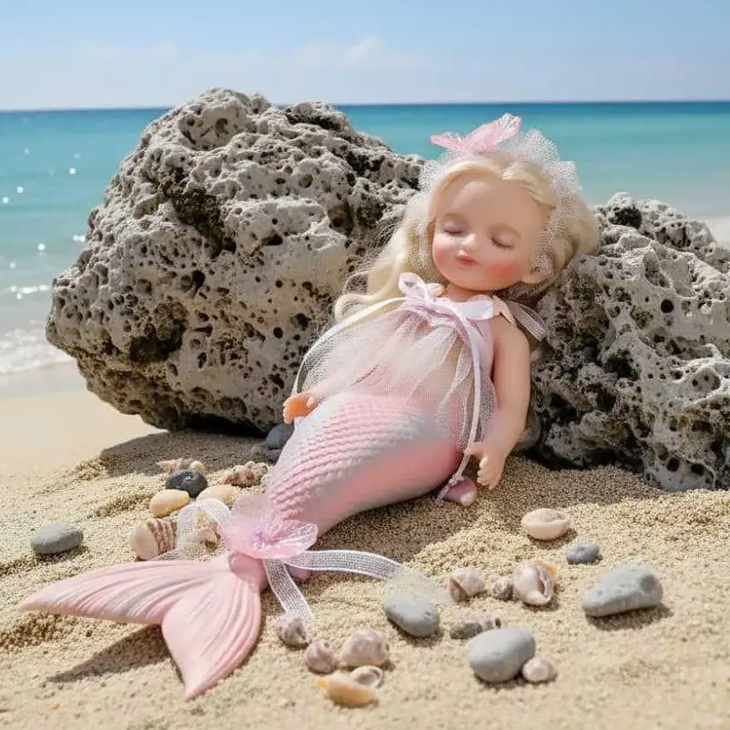 10in Full Body Silicone Soft Mermaid Doll - 0.7lb Adorable Squishy Toy with Hair, Kids 3+ Plaything, Father's Day Dolls Gifts, summerwins, Soft Dolls