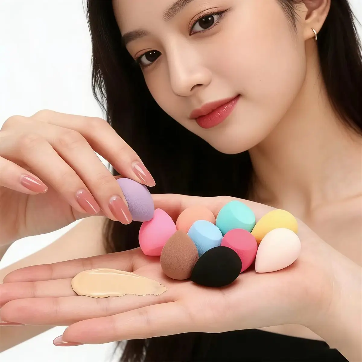 10pcs Mini Waterdrop Makeup Sponges, Random Colors & Styles, Wet and Dry Use Cosmetic Puffs, Cosmetics Makeup Tool, Beauty Blend, Ideal for Beauty Application
