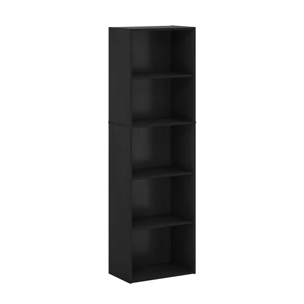 Furinno Luder 5-Tier Reversible Color Open Shelf Bookshelf - Book Rack, CARB Grade Composite Wood, Blackwood, Stable, Wipe-Clean, Home/Office Decor, Vertical Storage Solution, Simple Design Commercial Office Furniture, Room Decor, Flexible Cabinets, Racks