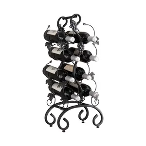 Black Freestanding Metal Wine Rack, 8-Bottle Wine Holder for Tabletop, Countertop, Kitchen, Bar, or Wine Cellar Storage