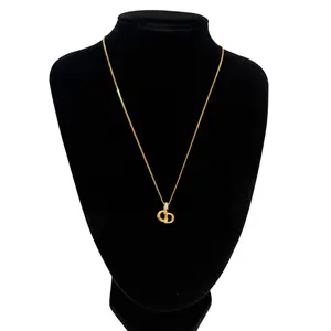 Pre-owned Christian Dior CD logo pendant necklace authentic with COA gold plated 003