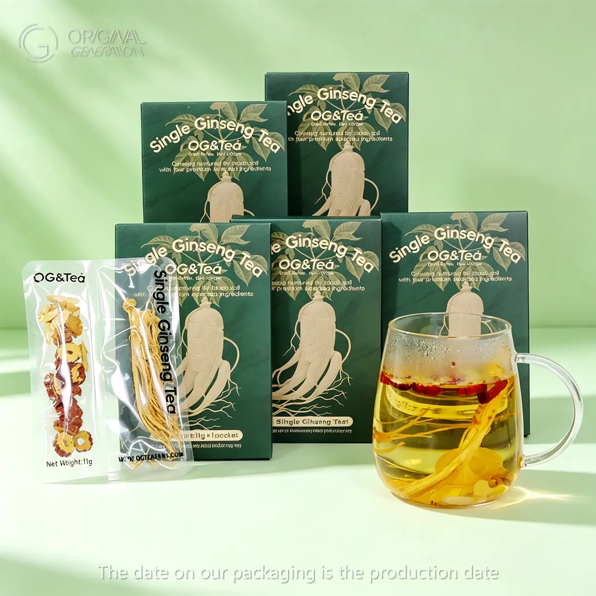 OG Energy Boost Tea | Single Ginseng Herbal Tea  with Ginseng Red Dates Astragalus Polygonatum Longan