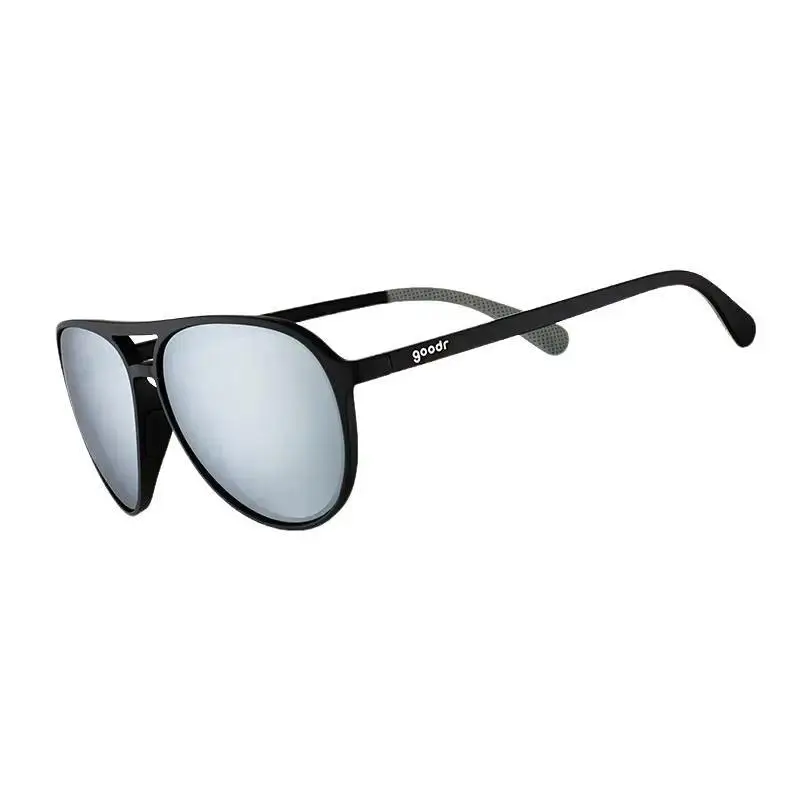 Add the Chrome Package - goodr Black & Silver Mach G Aviator Polarized Sunglasses