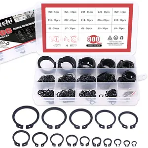 300-Pcs [15-Size] Alloy Steel External Circlip Snap Retaining Clip Ring Assortment Set
