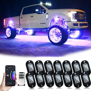 Yilaie RGB LED Rock Light with high quality, Waterproof IP68 LED Rock Light with APP/RF Control, Multifunction Neon Underglow Kit, Led Car Ambient Light, Premium Gift Box Packaging, Suitable for Pickup RZR SUV ATV, men's gift